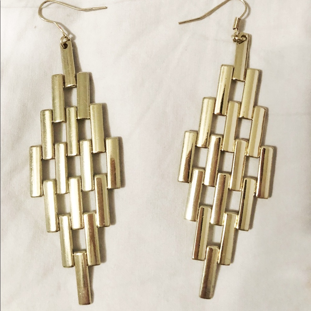 Must Go! 2/$10 Gold Block Dangle Earrings